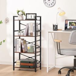 4 Tier Bookshelf - Small Book Shelf Industrial Bookcase, Narrow Book Case Book Storage Organizer