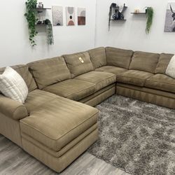 Tan Sectional Couch - Free Delivery 