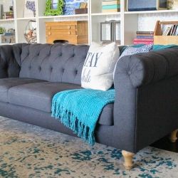 World Market Chesterfield Sofa ' Charcoal Gray