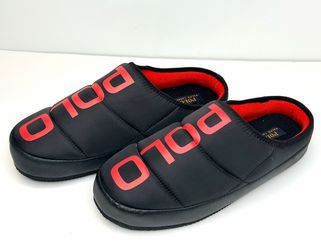 Polo Ralph Lauren Maxson Mule Slippers Men’s Size 13 Black Red Memory Foam