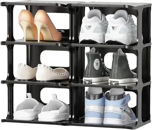 HAIXIN Shoe Rack for Bedroom Plastic Organizer for Closet 8 Tier Shoe Cubby Free Standing Shelves Cabinet