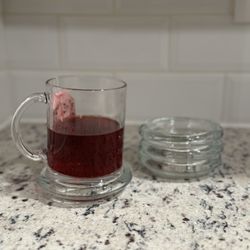 4 Vintage Glass Coasters 