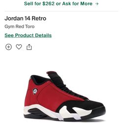 Jordan’s 14 Retro red gym Toro Size 8