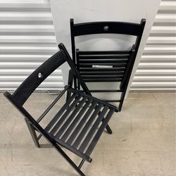 Pair Wood Folding Chairs