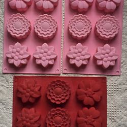 3 Floral Silicone Molds. Great For Soap Making.
