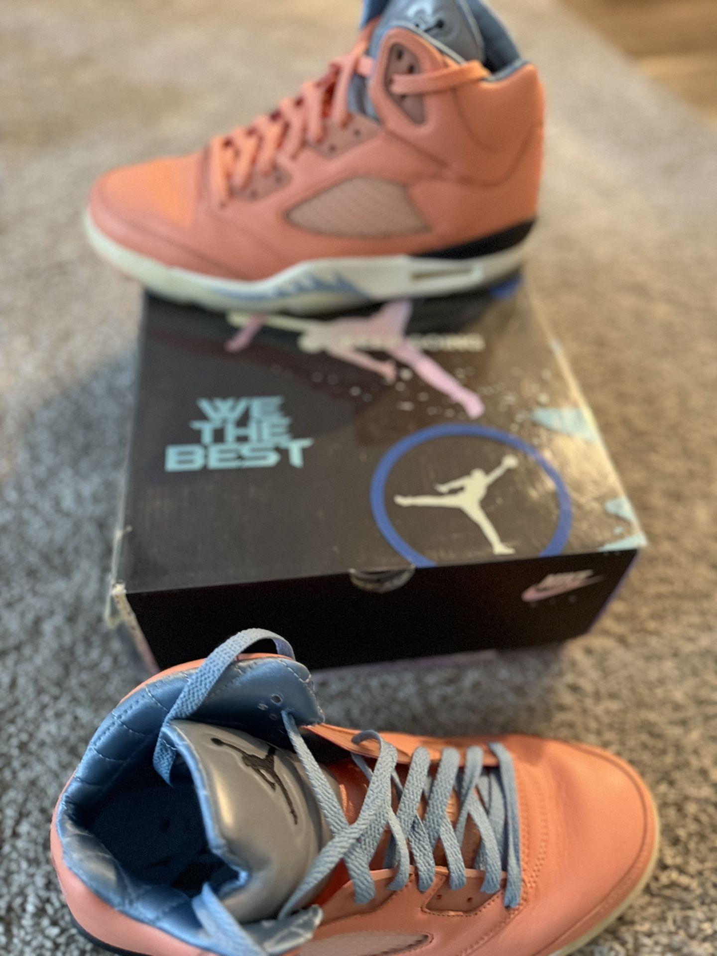 Retro Jordan 5 Peach And Blue “we The Best Edition “