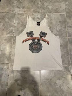 Vintage 1990s Harley-Davidson "Pumping Iron" Men's TankTop Biker Muscle Tee L