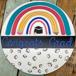 15" Graduation Door Hanger Split Back Design - Cheerful Graduation Decor
