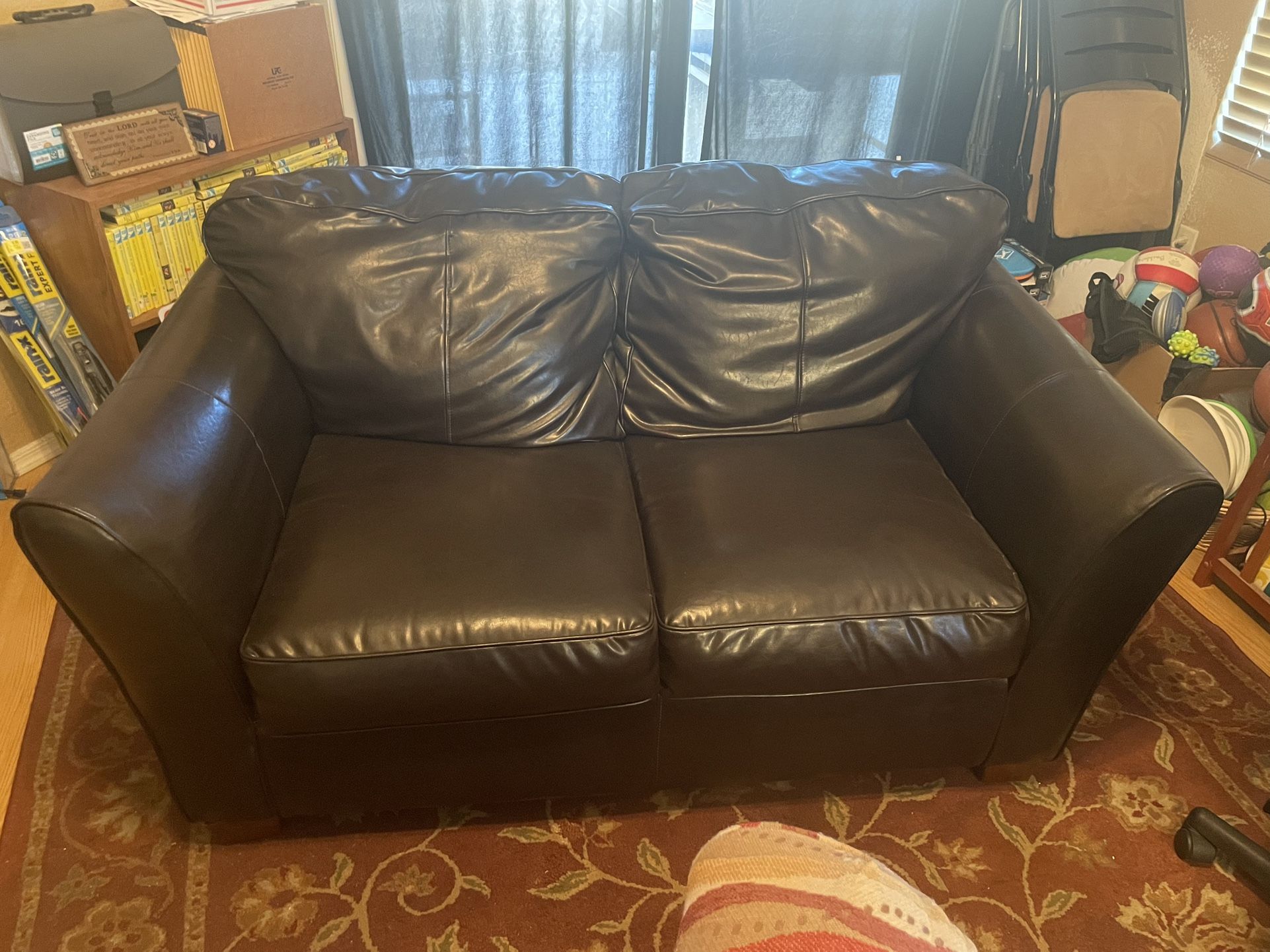 Excellent Condition Pleather Loveseat Brown