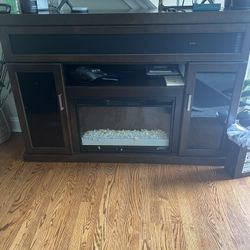Large Tv Stand With Fire Place & speakers