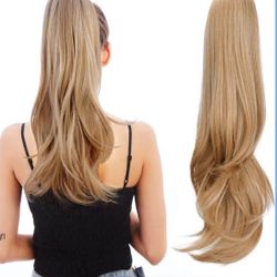 HEWEICSY Ponytail Extension,Hair Extension Ponytail 20" Long Claw Hair Extension Synthetic Wavy Straight Hairpieces Ponytail Clip in Ponytail Wig Dail