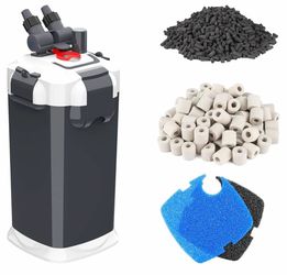 fishkeeper 390GPH Canister Filter, 3-Stage Filtration Aquarium Filter with Quartz Balls and Filter Cotton, Ultra-Quiet External Aquarium Canister Filt