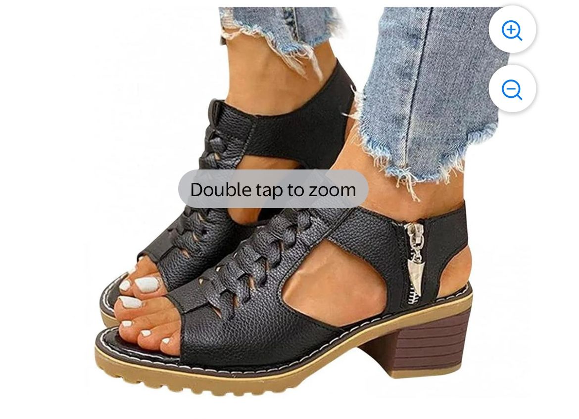 Black Side Zip Sandals