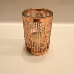 Rose gold decorative glass tea light candle holder