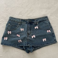 Bow Denim Skirt