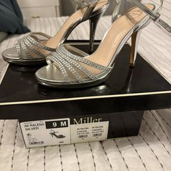 Silver Strappy Formal Heels Size 9
