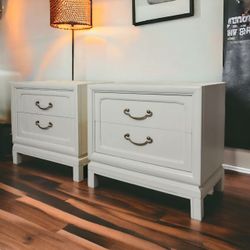 Set Pair 2 Chinoiserie Nightstands Bedside Tables