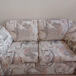 Sofa, Love Seat And Coffee Tables With Lamps