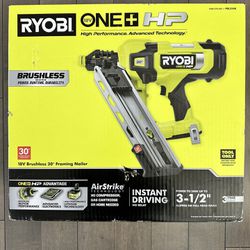 Brand New Ryobi ONE+ HP 18V Brushless Cordless AirStrike 30° Framing Nailer (Tool Only)