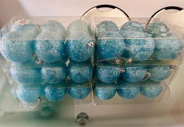 Blue glittered ornaments