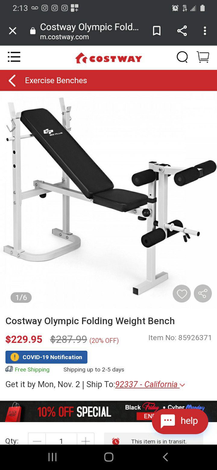 New Costway Olympic Folding Weight Bench