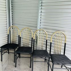 Vintage Gold And Black Dinning Chairs 