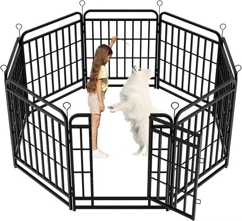 Outdoor Dog Playpen, 8 Panel Heavy Duty Dog Fence 40 Inch Tall with Thick Pipe, Anti-Rust, with Gates, Portable for RV, Camping, Yard,