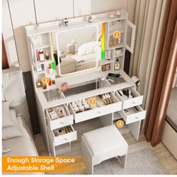 Makeup Vanity With Hollywood Lights 🎁 Everything in One Set🎁