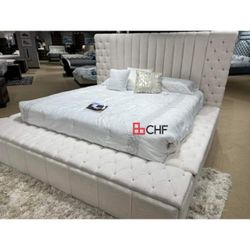 Beautiful queen / california king / king size bed frame with storage drawer