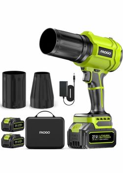 Soplador de hojas inalámbrico con 2 baterías y cargador, soplador de mano eléctrico de 990,000 rpm, ligero para césped, patio, cuidado del jardín, ver