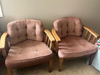 Pair of solid wood conversation chairs