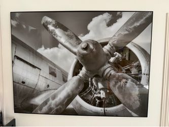 Framed Black and White Airplane Propeller Print
