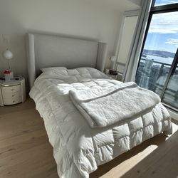 Crate & Barrel Grey Bed Frame