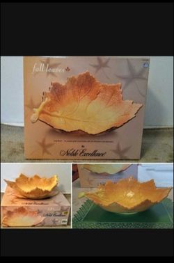 🍁*NEW* Noble Excellence Large Autumn Gold Leaf Bowl 15"× 12" x 4.25"