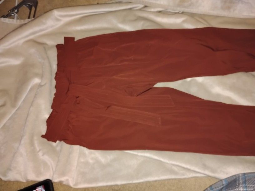 Athleta Women's Skyline Pant Belted Waist Cognac Brown Sz 6 