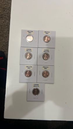 ‏1982 Lincoln Penny Set (7 different pieces)
