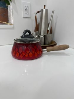 Vintage Retro Red Color Enamel Cooking Pot - 1970’s