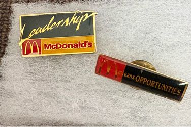 Vintage McDonald's Employee Enamel Lapel Pins - Set of 2