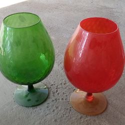 Vintage XXL Stained Glass Wine Glasses) 