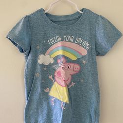 Peppa Pig -  Size 4 Girls Summer Short Sleeve Shirt - Pre-owned - Good Condition - Soft Fabric  