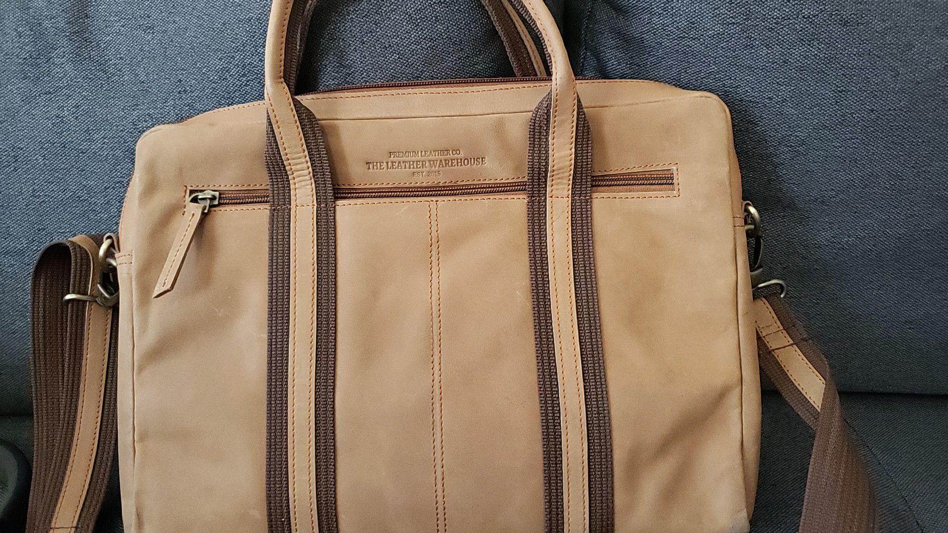 13 inch Leather tan laptop bag Messenger bag