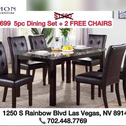 Marble Like 5Pc Dining Table w/2 FREE leather Chairs 📣📣📣Everything is 50% OFF for this week 💥💥