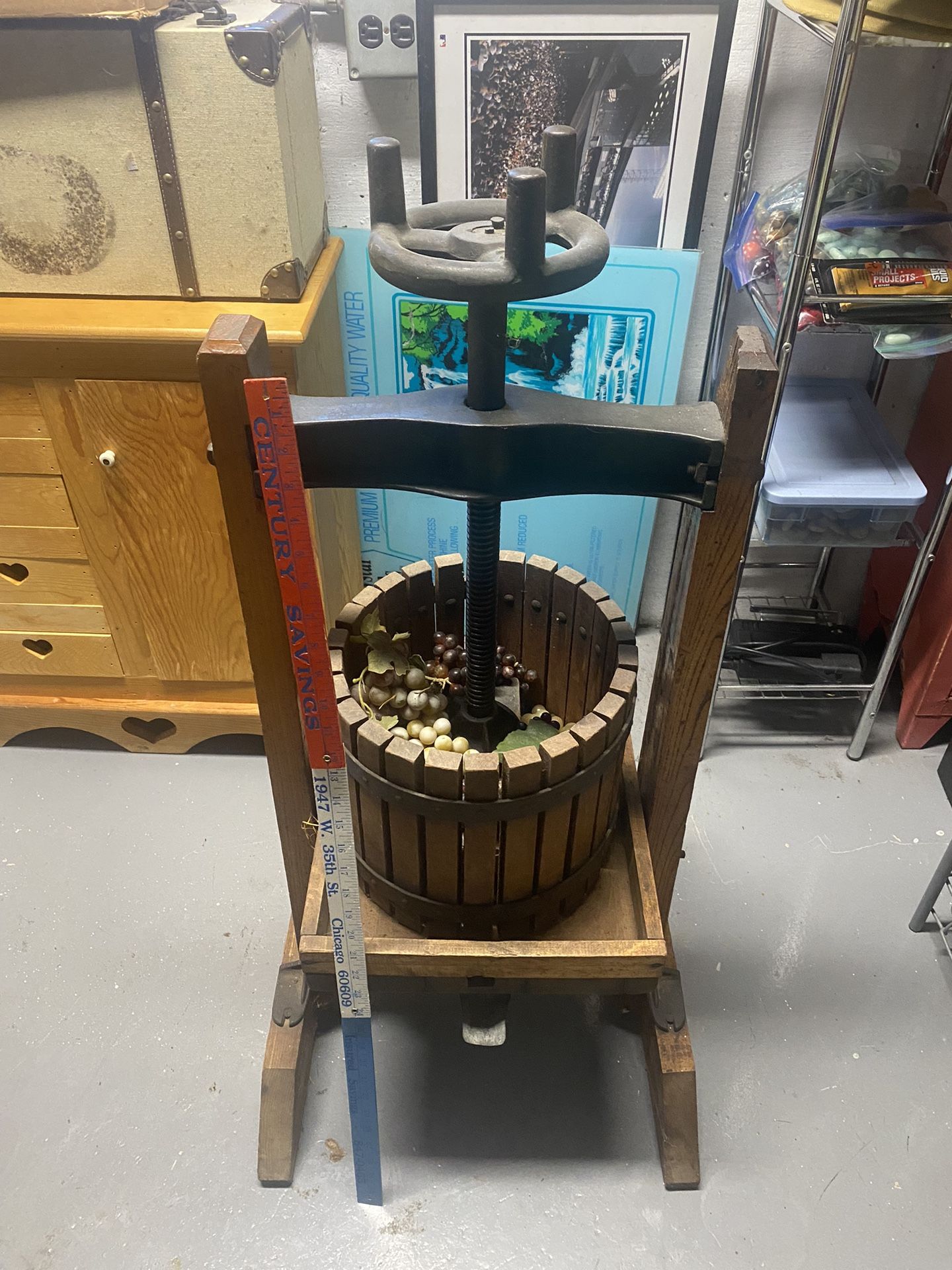 Vintage Wine Press, Wood, And Iron