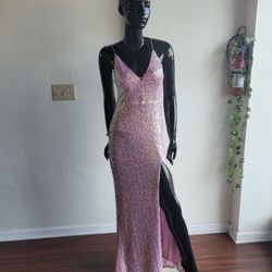 Speechless Pink/lavender Iridescent sequined dress/stretchy/slit on the side/fully lined/ Party/wedding/Formal/ Evening dress 😍

Size: Medium

