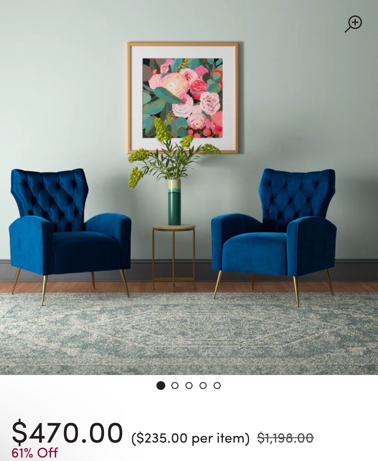 Tonas Upholstered Wingback Chair (Set of 2)