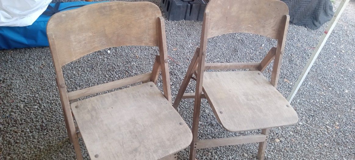 Vintage Wood Fold Up Chairs
