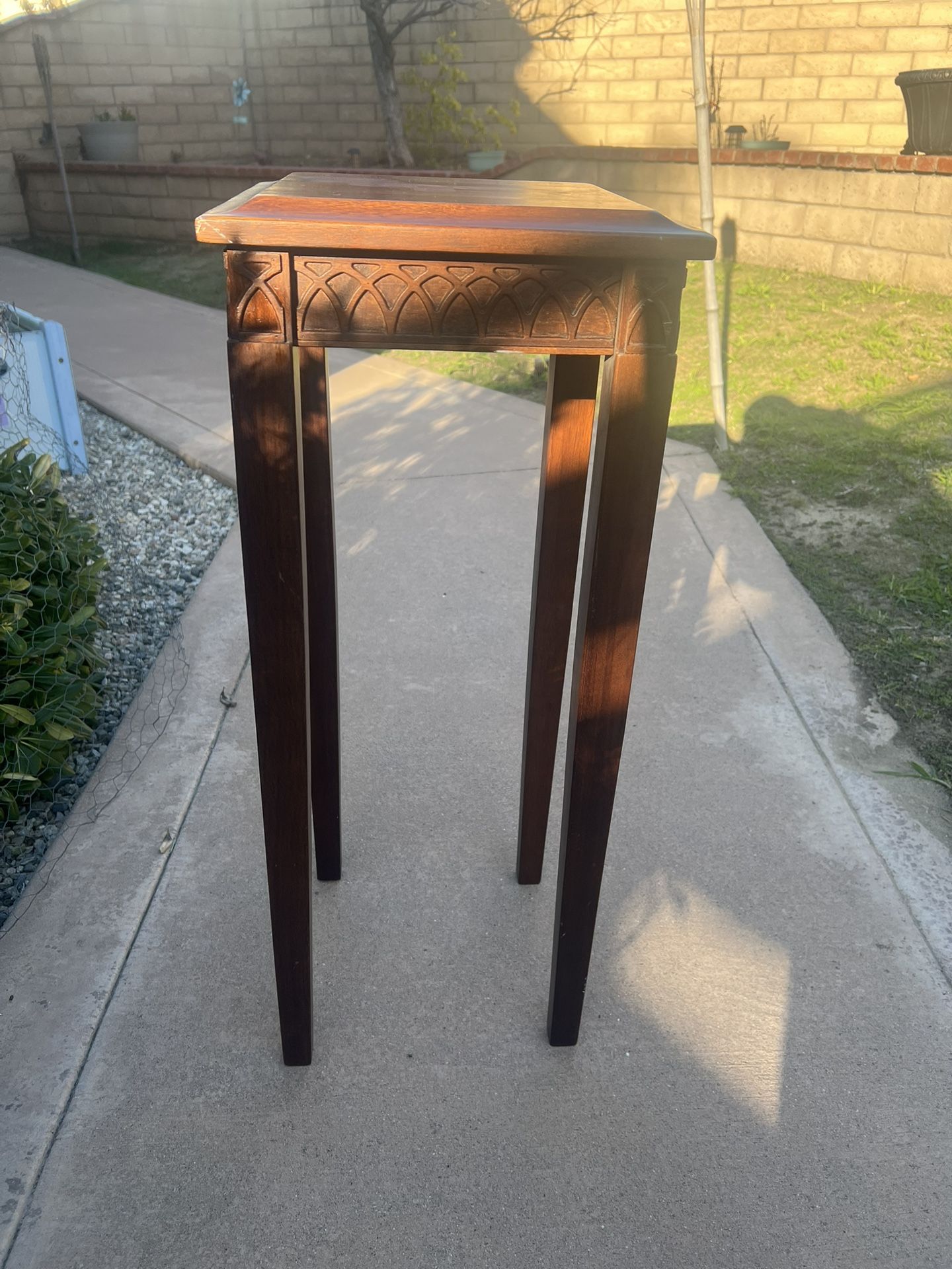 Antique carved wood stand or Plant Table
