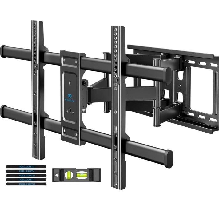 Full Motion TV Wall Mount for Most 37-82 Inch LED, LCD, Flat Curved TVs up to 132lbs VESA 600×400, TV Mount with Dual Articulating Arms with Tilt and
