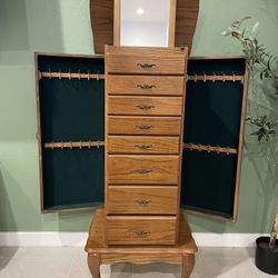 jewelry armoire hutch cabinet with mirror