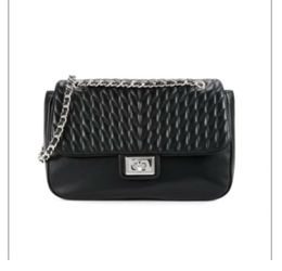 Karl Lagerfeld Black Quilted Lamb Leather Shoulder Bag